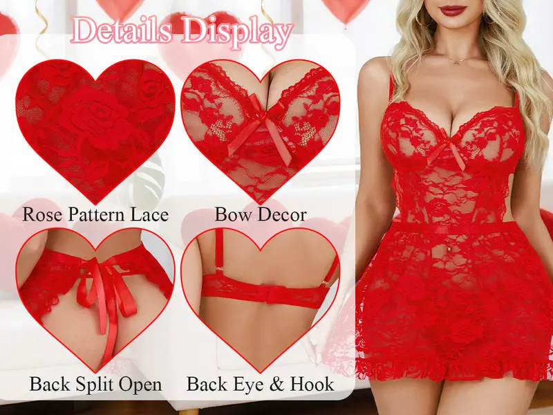 CHALOVELO Rückenfreies Babydoll-Set mit Bindeschleife - Designdetail aus der Quelle
