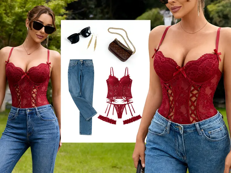 CHALOVELO Completo bustier in pizzo con ferretto - dettaglio del prodotto 4