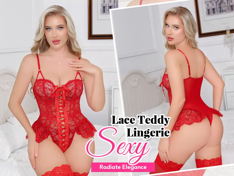 CHALOVELO Spitzenbody-Set mit Strümpfen - Produktdetail 1
