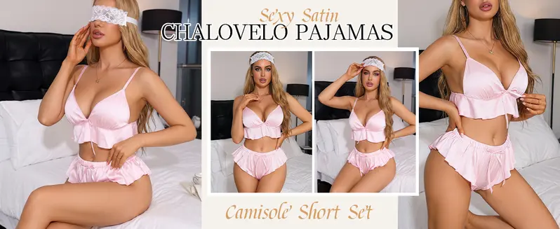 CHALOVELO Dreiteiliges Satin-Nachtwäsche-Set - Produktdetail 9