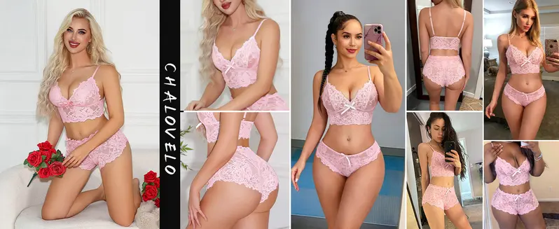 CHALOVELO Dreiteiliges Spitzen-Camisole-Set - Produktdetail 6