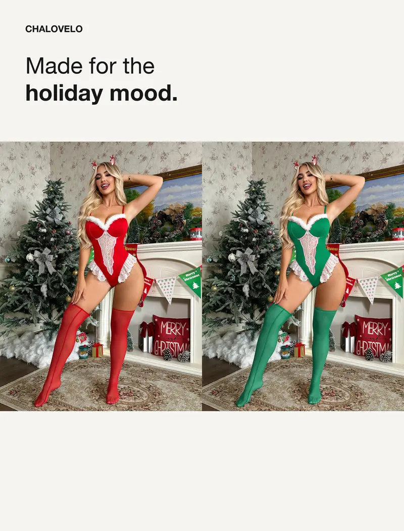 CHALOVELO Weihnachts-Body mit Strümpfen - Designdetail aus der Quelle