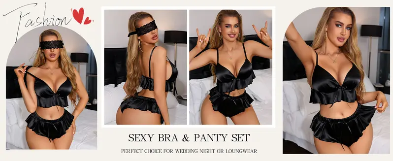 CHALOVELO Dreiteiliges Satin-Nachtwäsche-Set - Produktdetail 7
