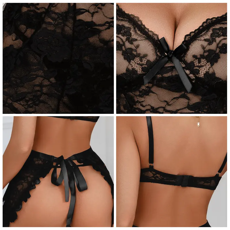 CHALOVELO Rückenfreies Babydoll-Set mit Bindeschleife - Designdetail aus der Quelle