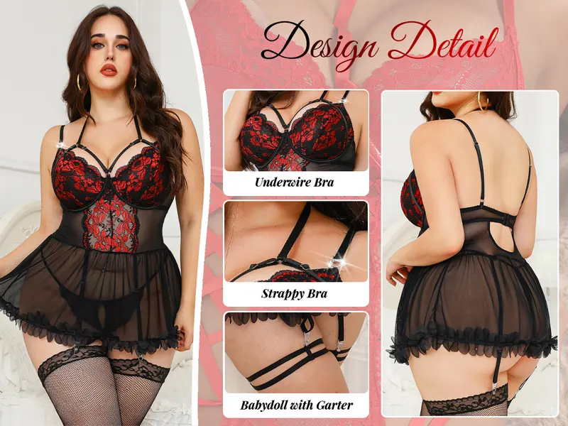 CHALOVELO Spitzen-Dessous-Set in großen Größen - Designdetail aus der Quelle